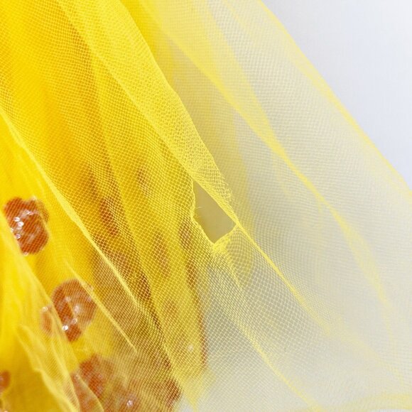 Disney Tutu Couture Girls Dress Yellow Belle Beauty & The Beast Sequins Tulle 6X - Picture 5 of 10